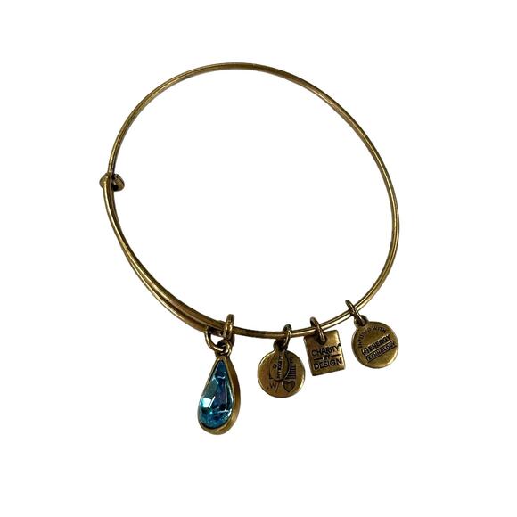 Alex and Ani December Birth Month Charm Rafaelian Gold Finish Bangle Bracelet - Picture 2 of 5